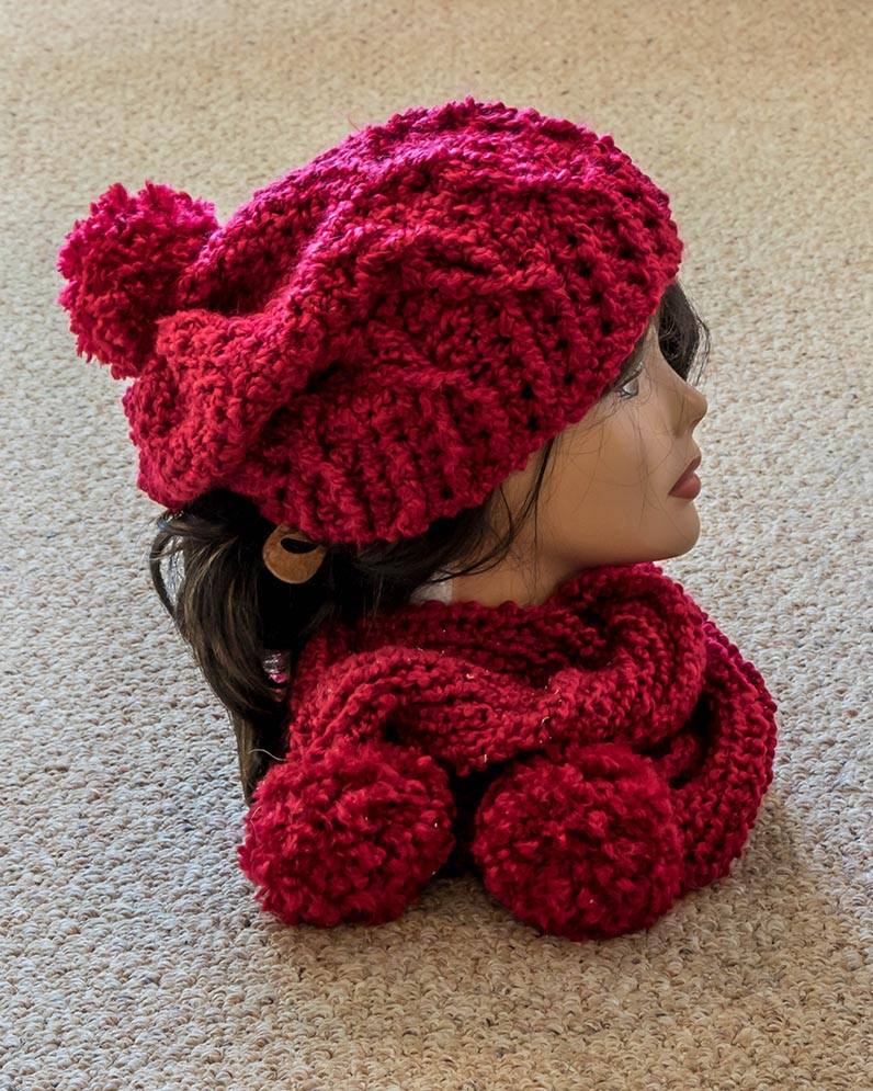 Crochet Hat combined with a Knitted Scarf