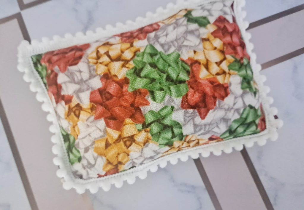 Miniature Pillow with Pom Pom Trim