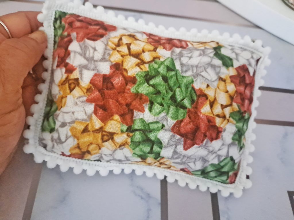 Miniature Pillow with Pom Pom Trim